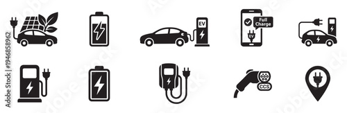 Car charging point icon. Electric plug symbol. Electricity sign. Electric car icon.