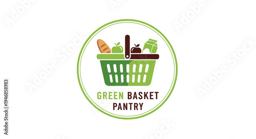Green shopping basket with vegetables.