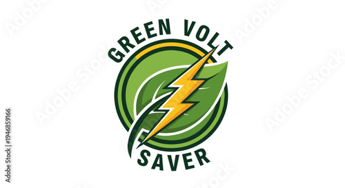Green volt saver energy logo design.