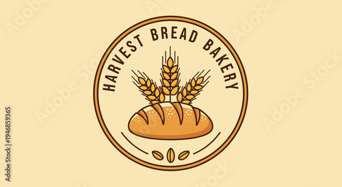 Harvest bread bakery logo with wheat 1.