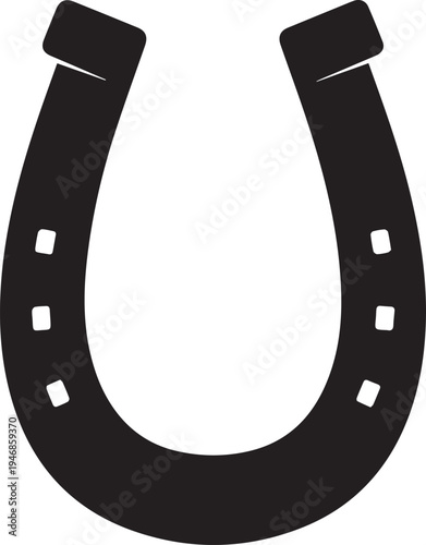 Lucky horseshoe silhouette vector illustration for good luck charm Western style line art