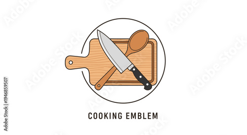 Kitchen Utensils Cooking Emblem Design.