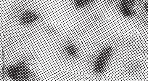 Distressed halftone dot pattern black and white texture background with graphic design with design element with vintage print with digital art with abstract background