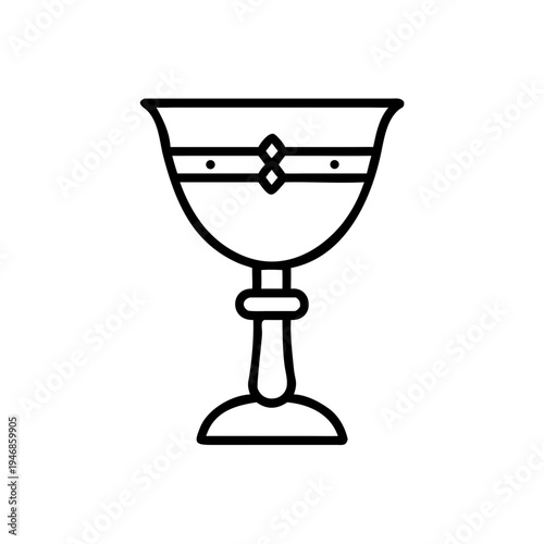 Silver chalice with intricate design on transparent  background  