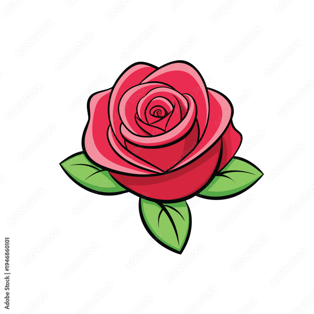 Naklejka premium Pink rose isolated on white background or red rose flower icon vector isolated on white background