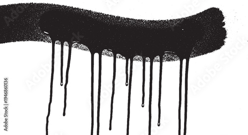 Dripping black spray paint grunge texture on white background
