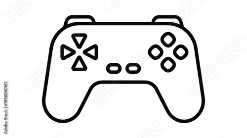 Clean black outline vector icon of a game controller. Ideal for gaming apps, websites, UI/UX, tech designs, and digital entertainment concepts. Simple, modern design.