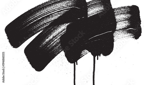 Black brush stroke and paint splatter texture with drips for grunge design backgrounds with design element with bold lines with bold strokes with hand painted