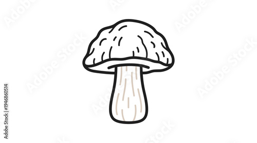 Minimalist mushroom icon. A simple, hand-drawn vector illustration of a porcini or bolete. Perfect for logos, organic food branding, menus, and nature-themed designs.