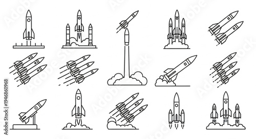 Collection of Rocket Launch Icons and Illustrations.
