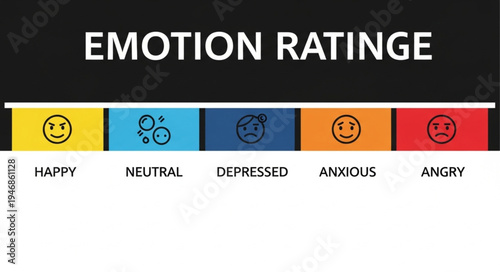 Emotion rating scale with faces showing different feelings.