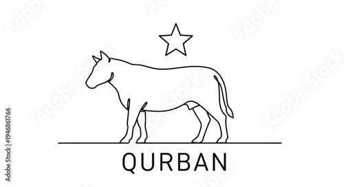 Qurban Eid Al Adha Islamic Sacrifice Animal Cow Star Illustration