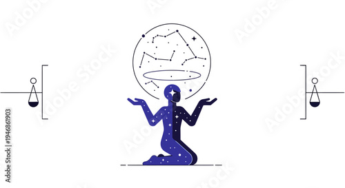 Cosmic Being Holding Constellations and Stars