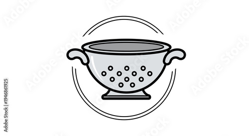 Simple line art colander illustration.