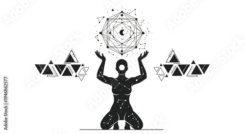 Mystical Woman Altar Geometric Sacred Geometry Esoteric Symbol