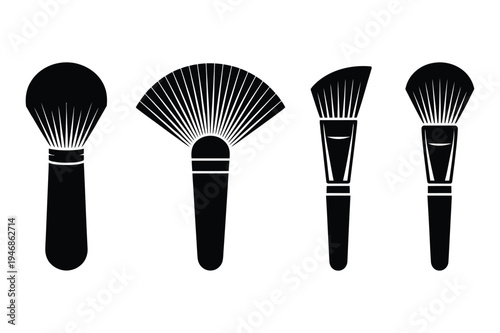 Makeup brush set icons for beauty and cosmetics application