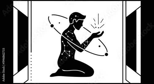 Cosmic Being Holding Starlight, Celestial Body, Astrology, Universe