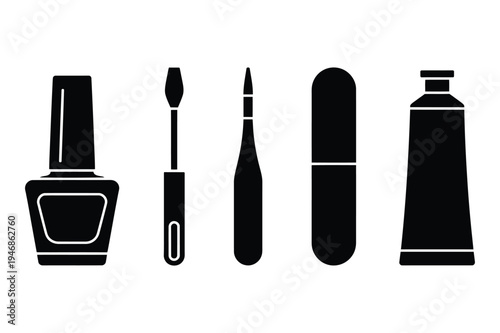 Nail care tools icons with beauty salon with self care