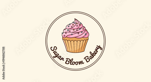 Sugar Bloom Bakery Cupcake Logo Design 1.