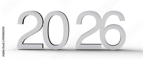 Fotografie 2026 year number design on white background, represents future, year, calendar,