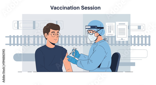 Doctor Administering Vaccine to Patient in Vaccination Session