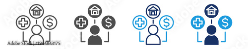 employee benefits icon set with multi concept