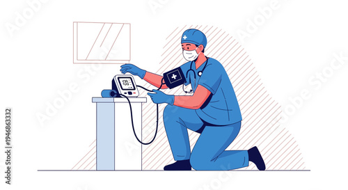 Doctor checking blood pressure with digital monitor, healthcare concept, medical examination