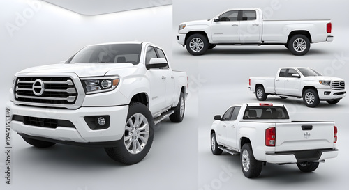 White toyota tundra pickup truck in studio setting with multiple angles