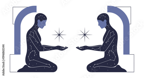 Cosmic Twins: Celestial Beings in Mirror Image with Stars