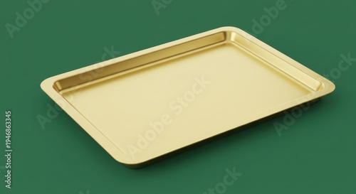 Elegant golden tray on a calming green backdrop perfect for serving and decoration with clean