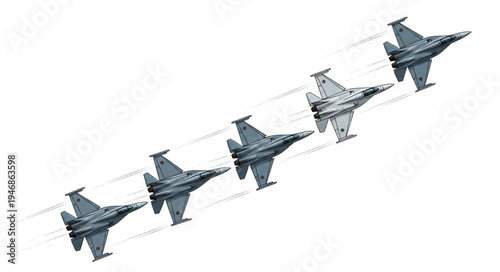 Formation of Military Fighter Jets.
