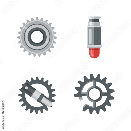 Set of Industrial Gears and Mechanical Components 3.