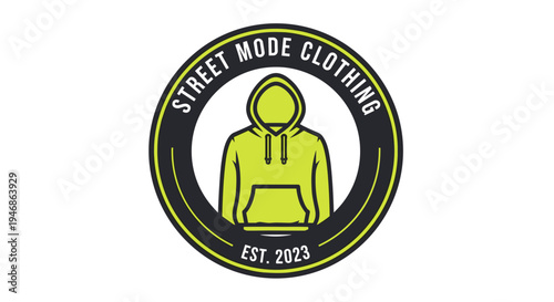 Yellow hoodie streetwear clothing logo.