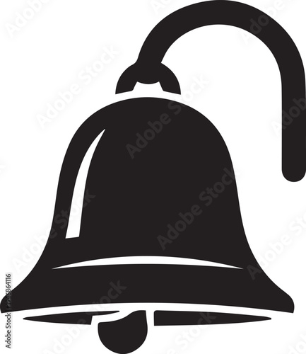 School bell or alarm bell, vector silhouette illustration, classic classroom object