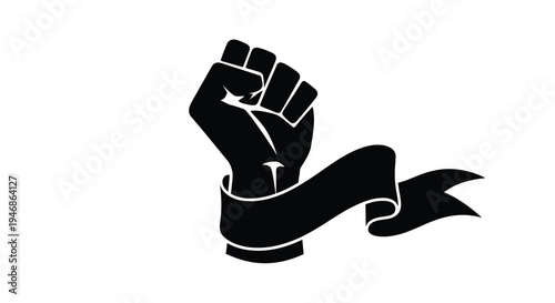 Raised fist with ribbon a powerful symbol of resistance silhouette