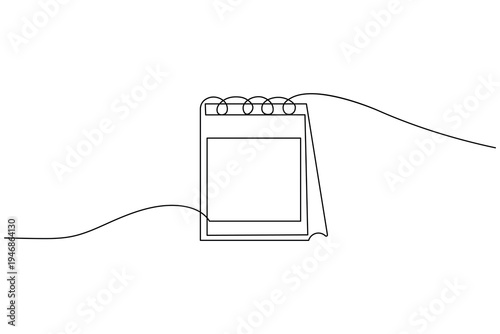 Minimalist continuous one line drawing of a desktop table calendar on a white background. Perfect for office organization, planning, and scheduling themes.
