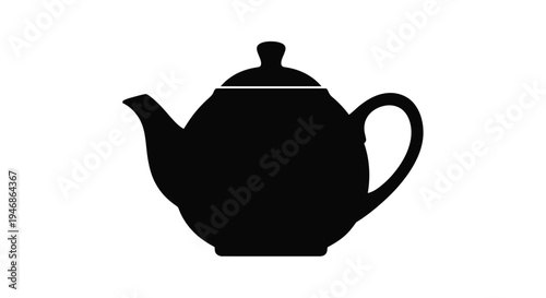 A simple black teapot design sharply defined as a silhouette
