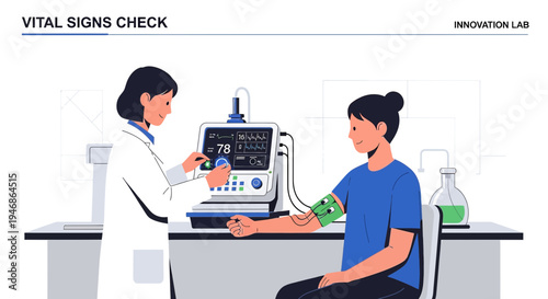 Doctor checking patient's vital signs with modern medical equipment in clinic