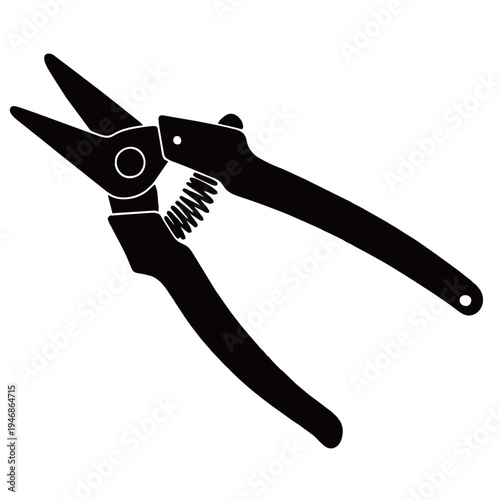 Pruning Shears Vector Icon Garden Scissors or Tin Snips Silhouette for Workshop and Gardening Tool Design