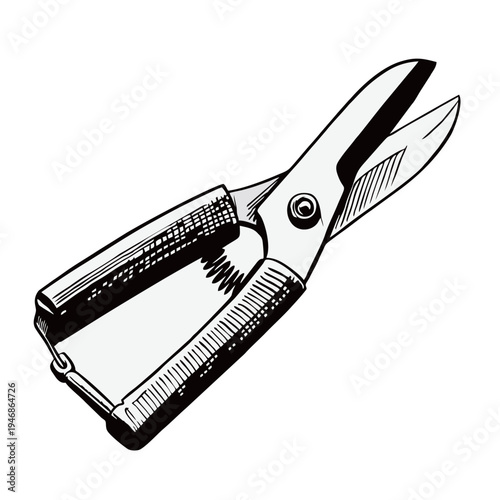 Pruning Shears Vector Icon Garden Scissors or Tin Snips Silhouette for Workshop and Gardening Tool Design