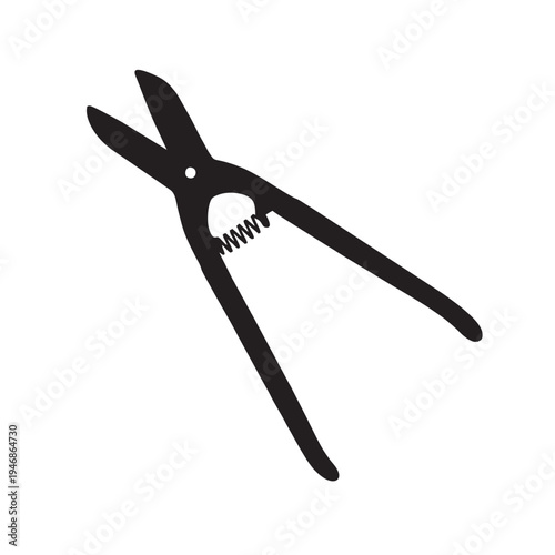 Pruning Shears Vector Icon Garden Scissors or Tin Snips Silhouette for Workshop and Gardening Tool Design