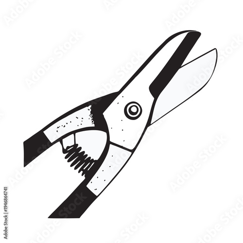 Pruning Shears Vector Icon Garden Scissors or Tin Snips Silhouette for Workshop and Gardening Tool Design