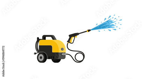 High Pressure Washer with Spraying Water Illustration