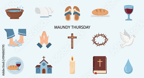 Maundy Thursday Observance, Religious Symbols, Church Setting, Digital Illustration, Faith Environment, Community Viewpoint, Spiritual Context