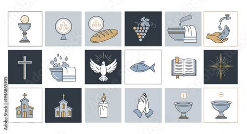 Religious Symbols, Christian Faith, Sacred Moments, Graphic Illustrations, Spiritual Environment, Artistic Viewpoint, Iconic Concept