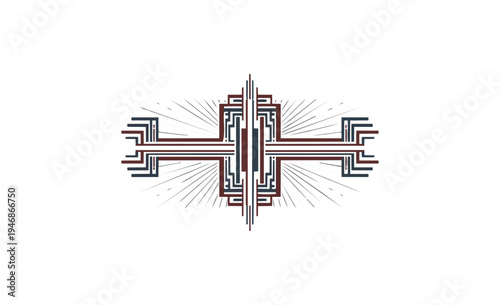 Abstract geometric design with radiant lines on dark background