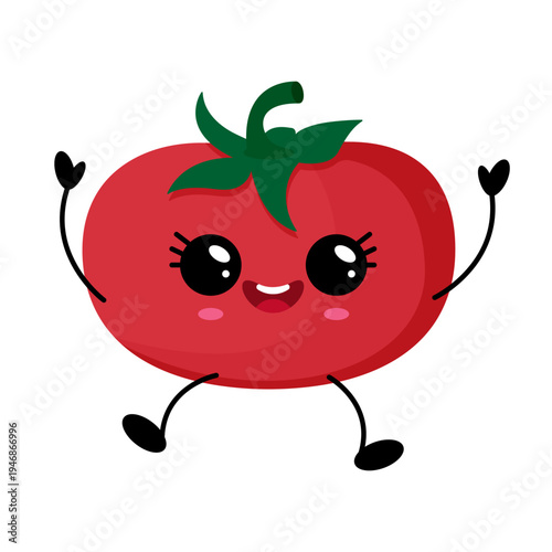 Cute tomato kawaii character design.