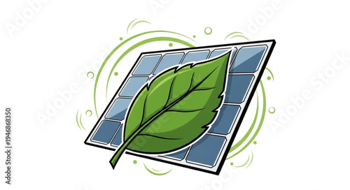 Green Leaf on Solar Panel.