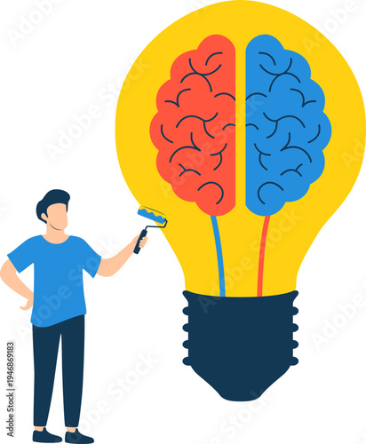 Lightbulb Creativity and Innovation Day Illustration. Idea, Thinking, Problem Solving Illustration. Vector isolated