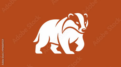 Badger illustration on a brown background, a simple and elegant design.